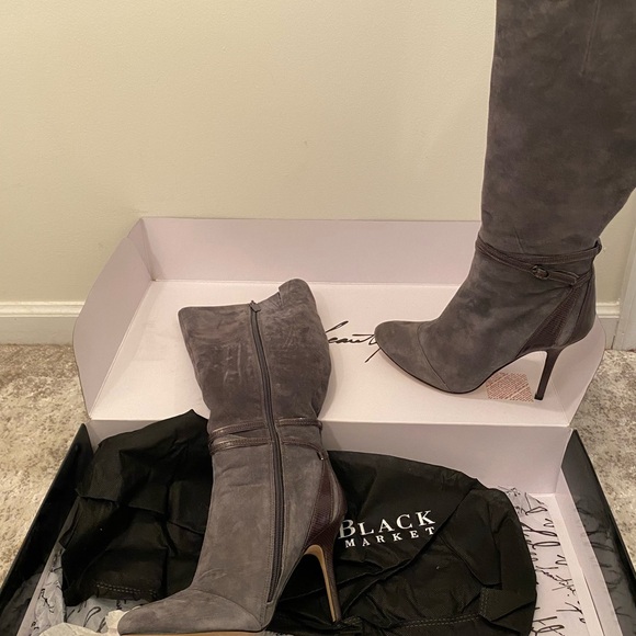 White House Black Market 4” Suede Dress Boots - Picture 2 of 3